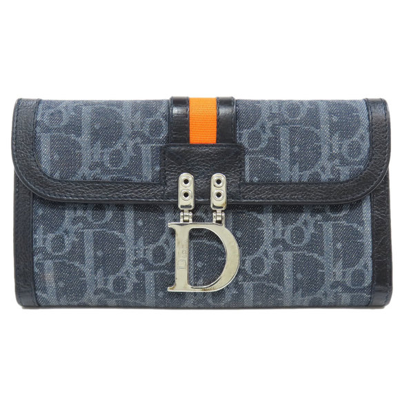 Christian Dior Trotter Pattern Long Wallet Denim Women's CHRISTIAN DIOR - Picture 1 of 10